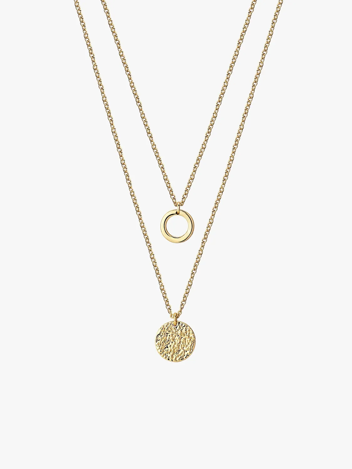 Texture Disk Layered Necklaces