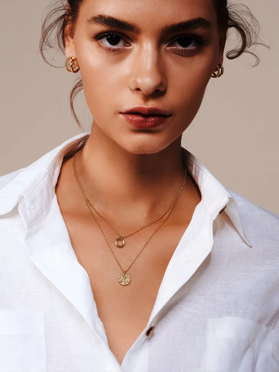 Texture Disk Layered Necklaces