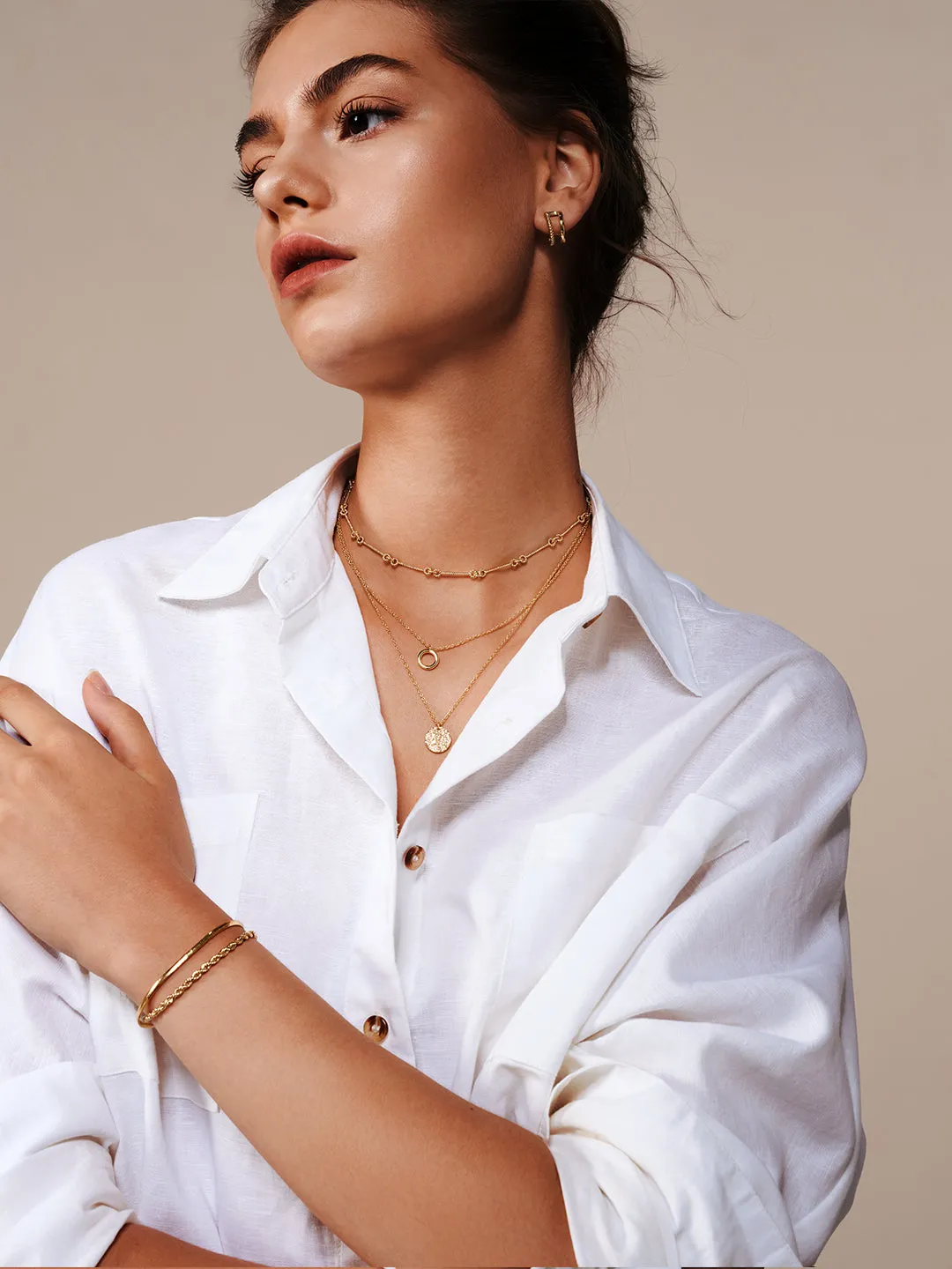 Texture Disk Layered Necklaces