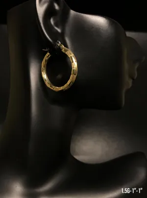 Textured hoop earrings 10K solid gold