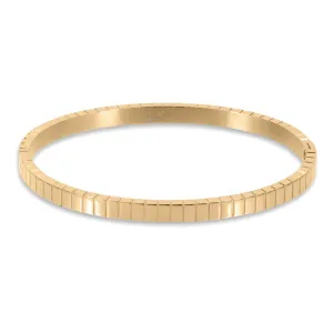 Textured Stainless Steel Bangle Bracelet - Gold