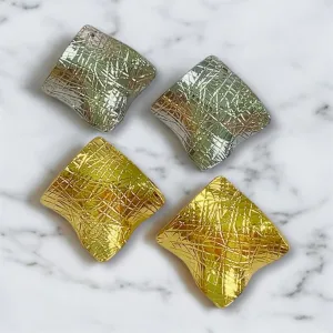 Textured Titanium Steel Stud Earrings - Gold or Silver Finish