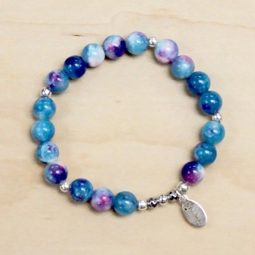 The Aurora - Blue Marble Mashan Jade Bracelet