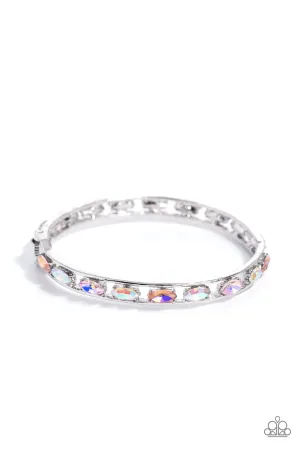 The Gem Genie - Orange - Peach, and Iridescent Gem Paparazzi Hinge Bracelet