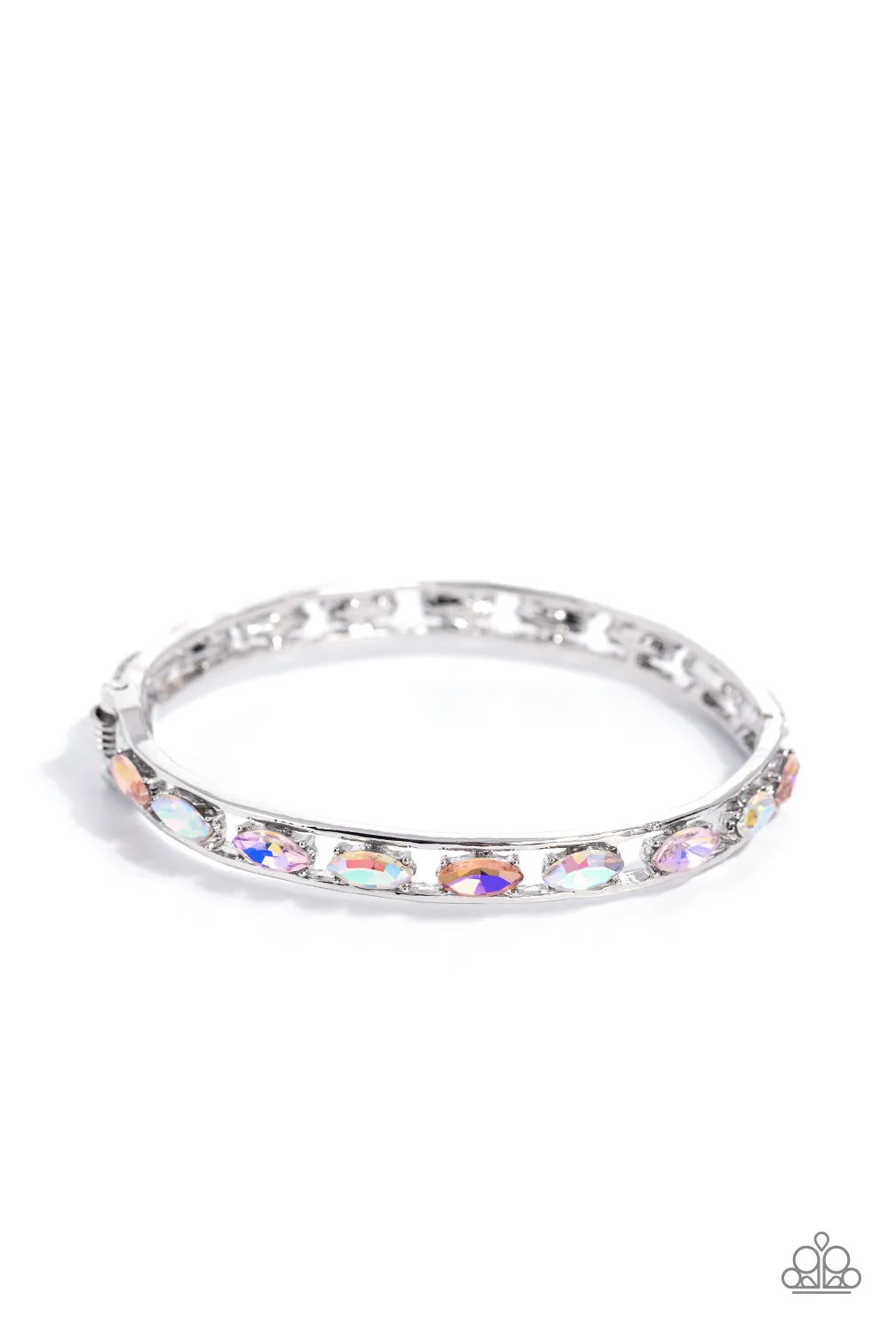 The Gem Genie - Orange - Peach, and Iridescent Gem Paparazzi Hinge Bracelet