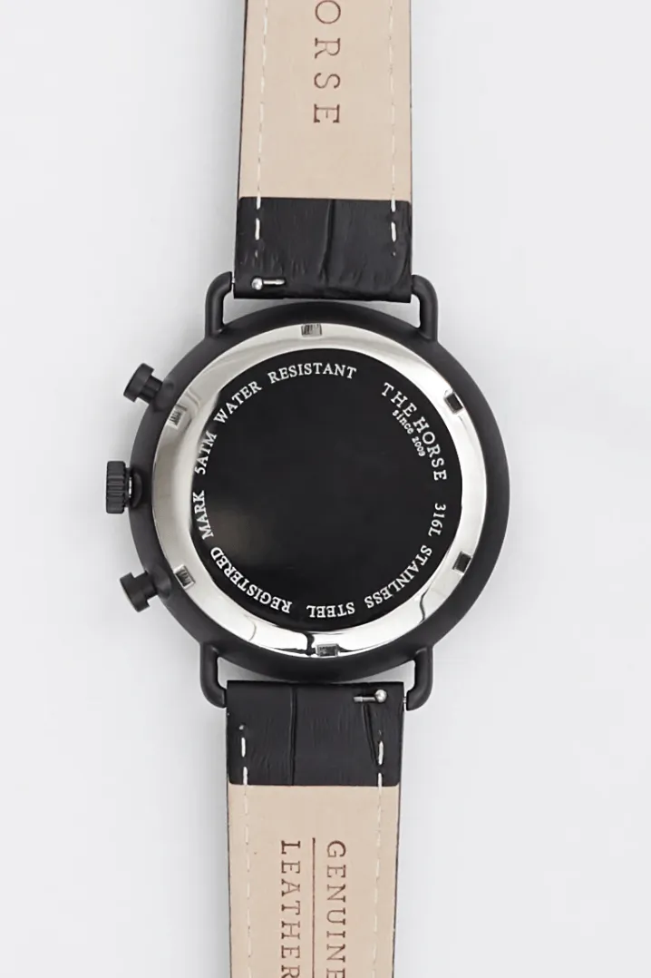 THE HORSE CHRONOGRAPH WATCH - MATTE BLACK/ BLACK DIAL/ROSE GOLD INDEX/ BLACK CROC LEATHER
