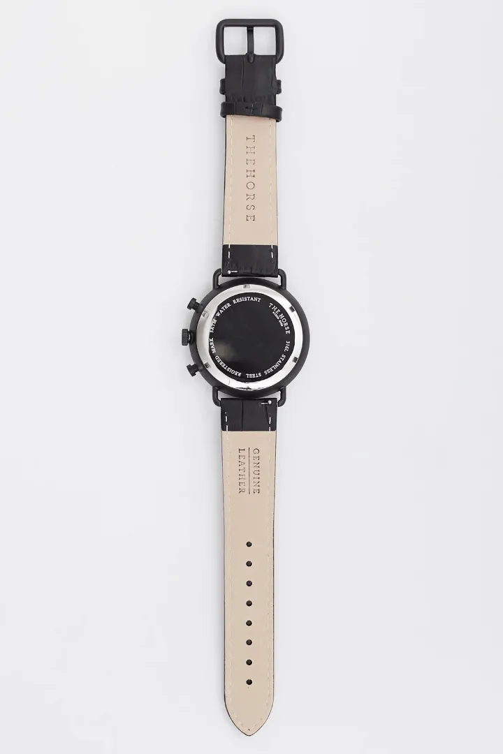 THE HORSE CHRONOGRAPH WATCH - MATTE BLACK/ BLACK DIAL/ROSE GOLD INDEX/ BLACK CROC LEATHER