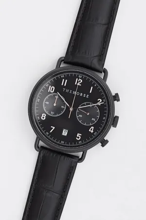 THE HORSE CHRONOGRAPH WATCH - MATTE BLACK/ BLACK DIAL/ROSE GOLD INDEX/ BLACK CROC LEATHER