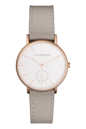 THE HORSE CLASSIC WATCH - ROSE GOLD/ WHITE DIAL/GREY LEATHER