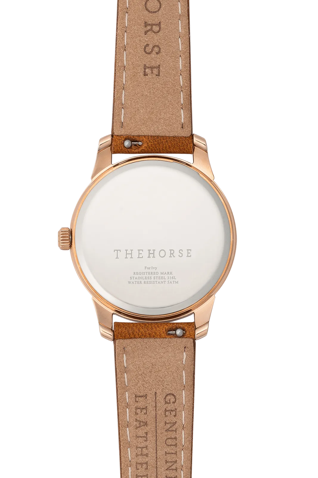 THE HORSE IVY GIRL WATCH - ROSE GOLD/WHITE DIAL/BROWN LEATHER