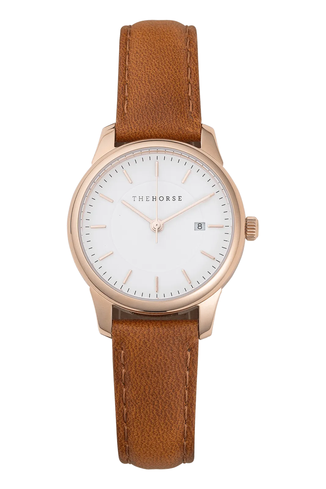 THE HORSE IVY GIRL WATCH - ROSE GOLD/WHITE DIAL/BROWN LEATHER
