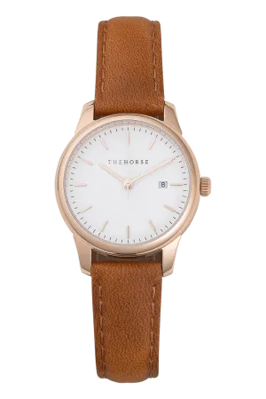 THE HORSE IVY GIRL WATCH - ROSE GOLD/WHITE DIAL/BROWN LEATHER