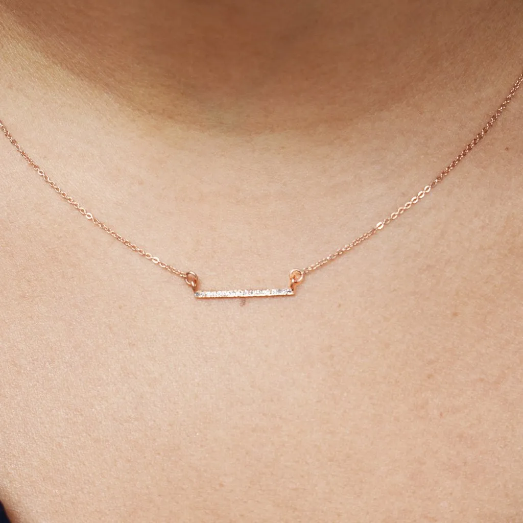 Thin Diamond Bar Necklace