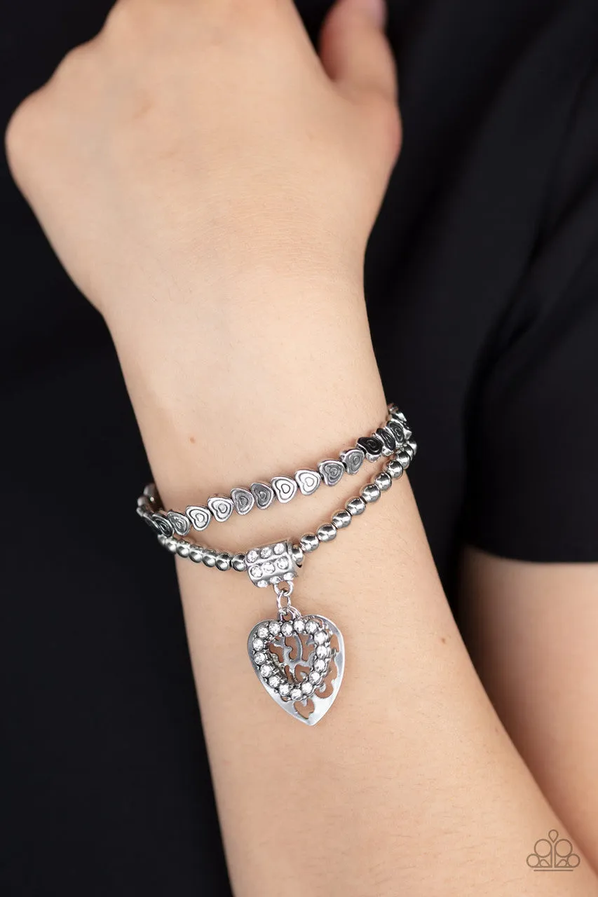 Think with Your Heart White Paparazzi Bracelet