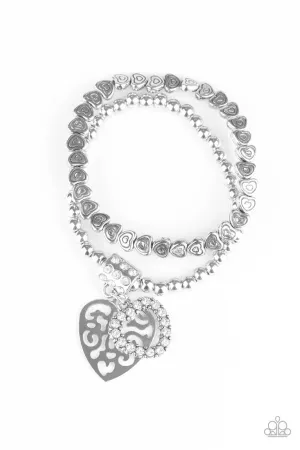 Think with Your Heart White Paparazzi Bracelet