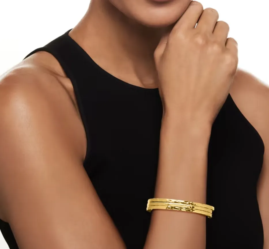 Three Hammered Bangle Bracelets