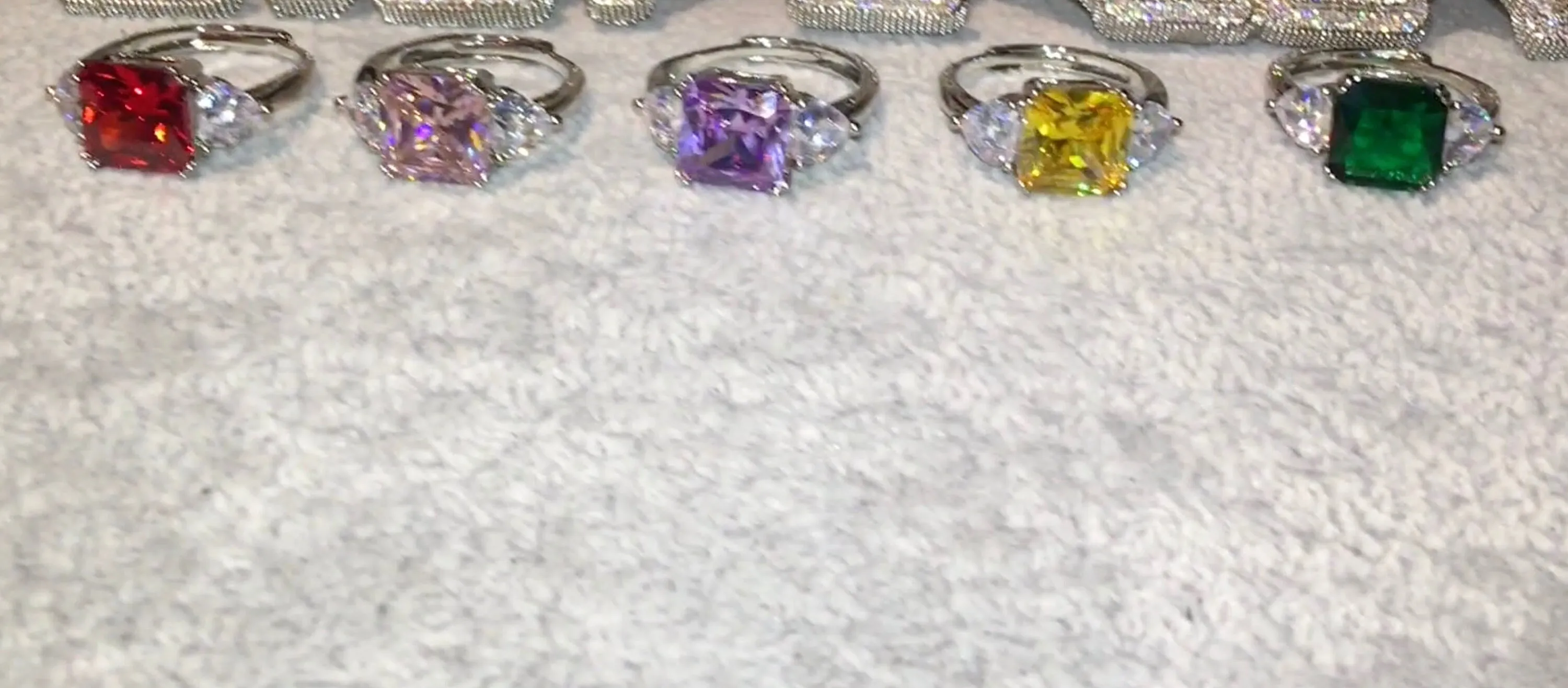 Three Stone Ring | Purple Diamond Ring | Womens Engagement Ring | Engagement Rings | Womens Rings | Emerald Engagement Ring | Baguette Ring