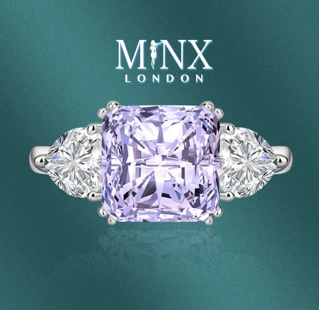 Three Stone Ring | Purple Diamond Ring | Womens Engagement Ring | Engagement Rings | Womens Rings | Emerald Engagement Ring | Baguette Ring