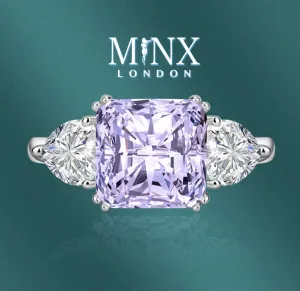 Three Stone Ring | Purple Diamond Ring | Womens Engagement Ring | Engagement Rings | Womens Rings | Emerald Engagement Ring | Baguette Ring