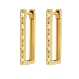 Three Stories Single Classic Metal Set Diamond Rectangular Hoop