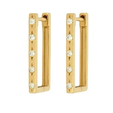 Three Stories Single Classic Metal Set Diamond Rectangular Hoop