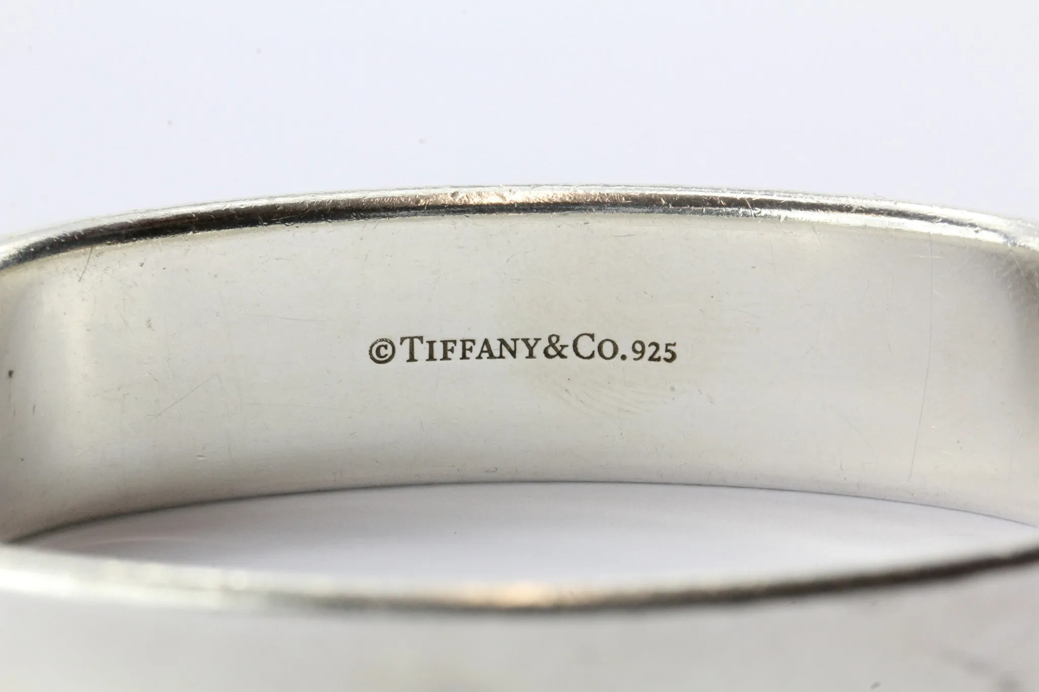 Tiffany & Co Sterling Silver 1837 Collection Square Cushion Bangle Bracelet