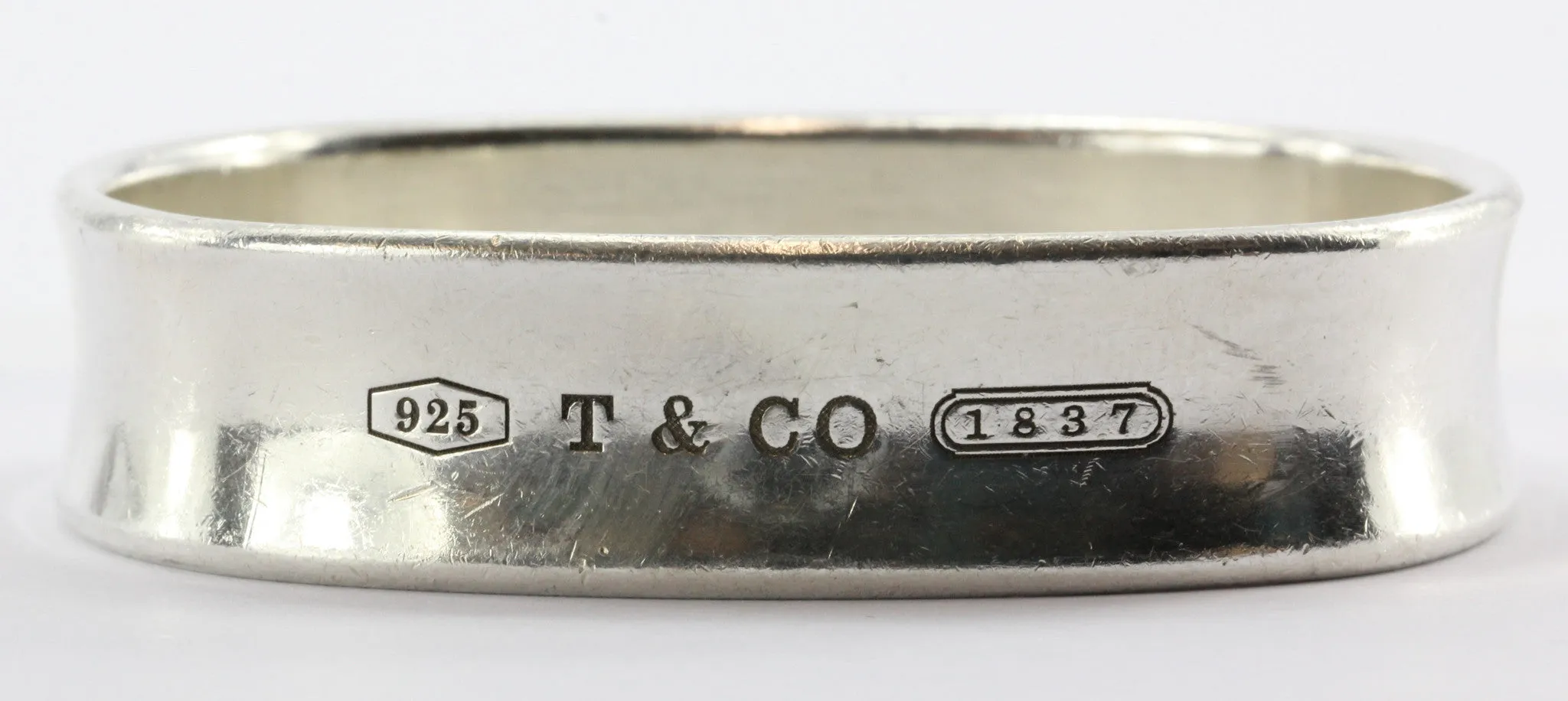 Tiffany & Co Sterling Silver 1837 Collection Square Cushion Bangle Bracelet