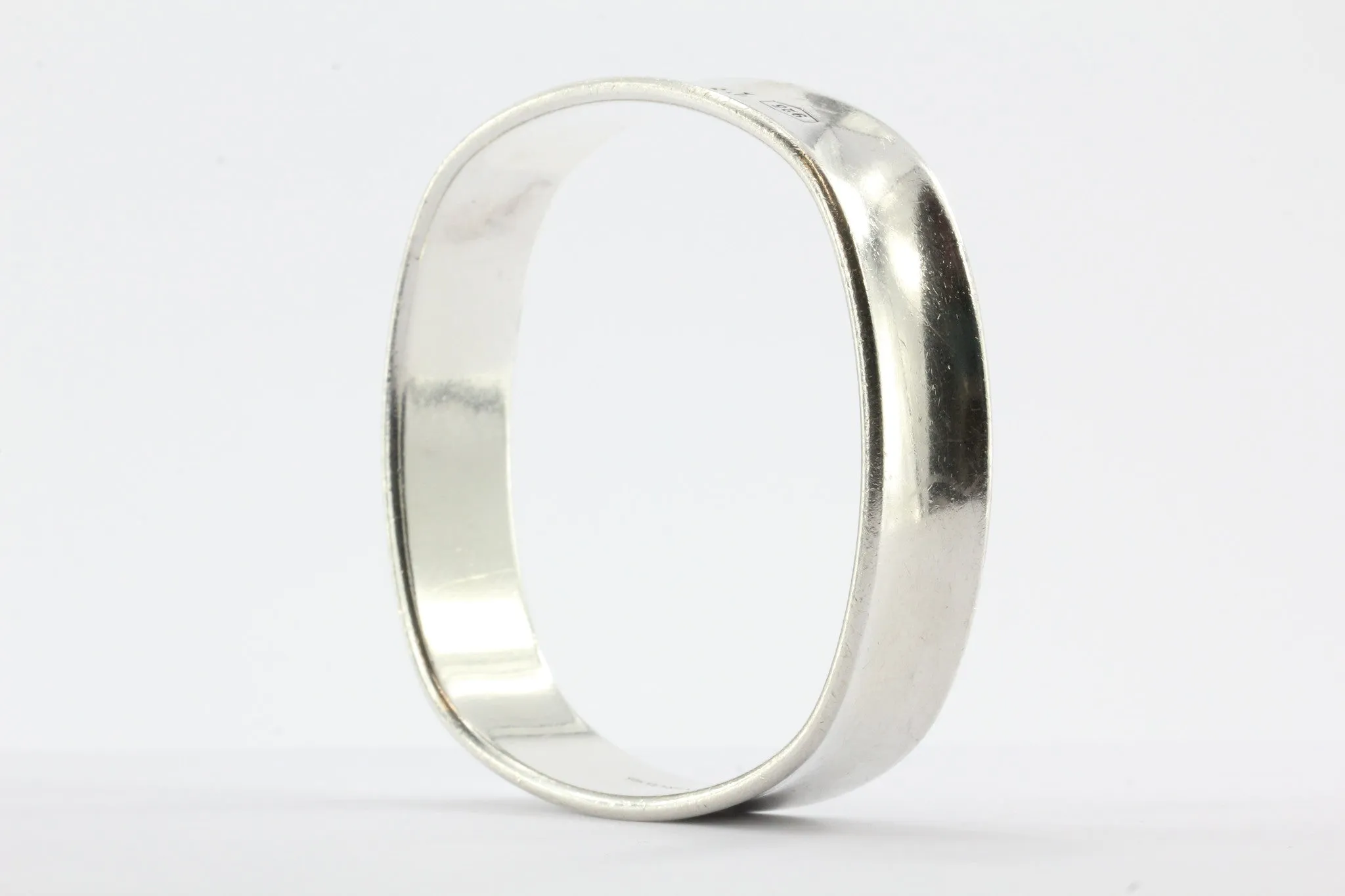 Tiffany & Co Sterling Silver 1837 Collection Square Cushion Bangle Bracelet