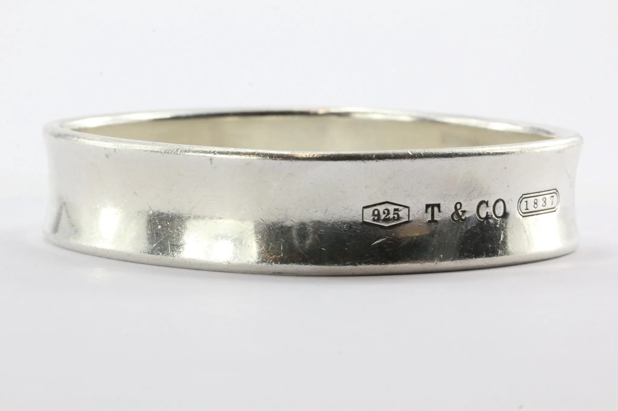Tiffany & Co Sterling Silver 1837 Collection Square Cushion Bangle Bracelet