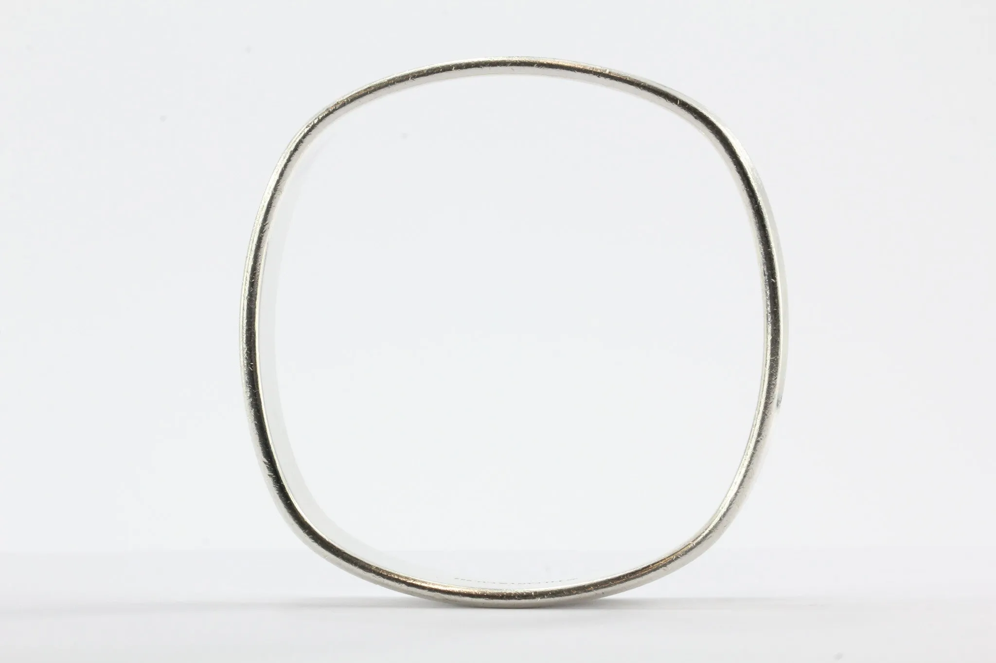 Tiffany & Co Sterling Silver 1837 Collection Square Cushion Bangle Bracelet