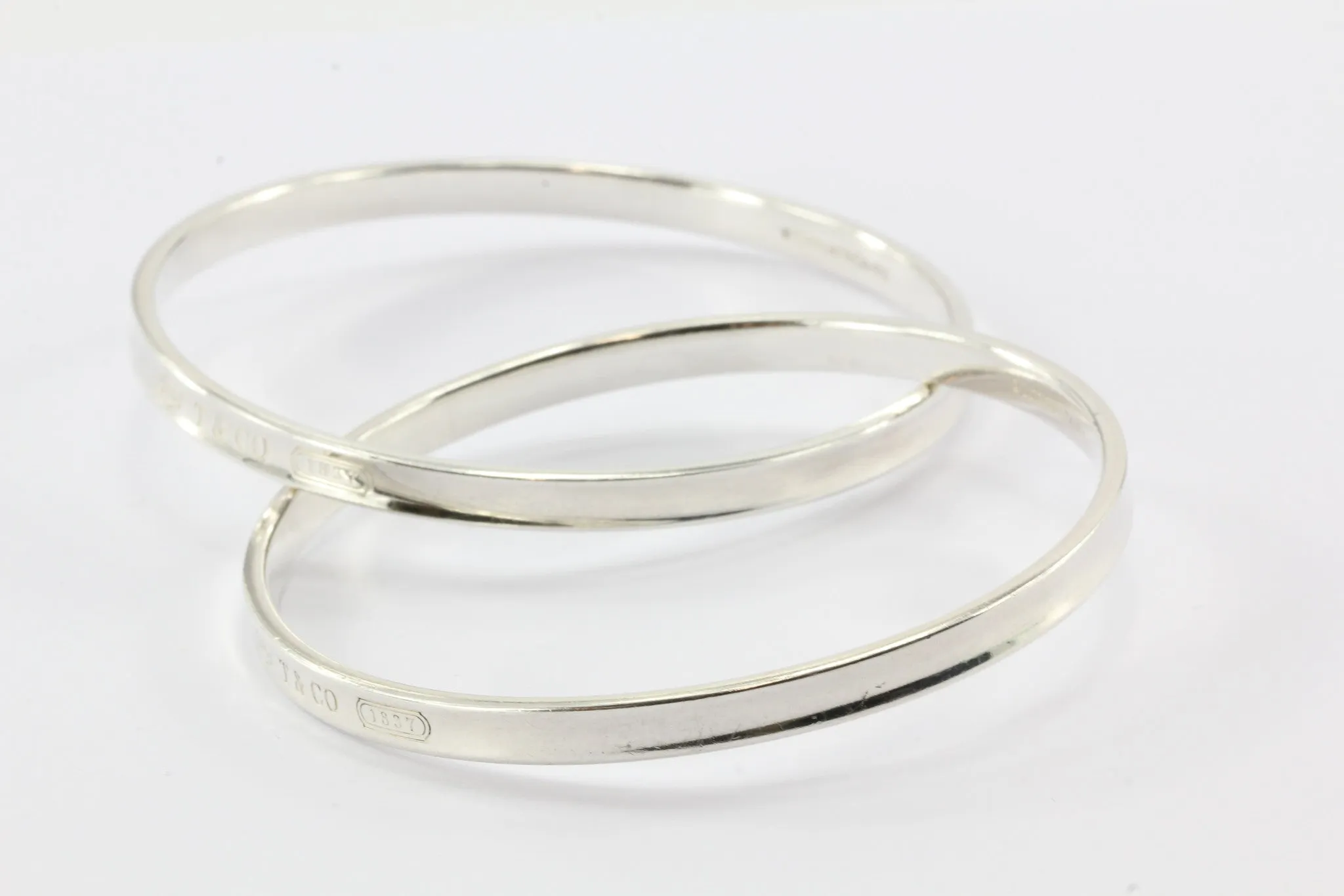 Tiffany & Co Sterling Silver 1837 Interlocking Circles Bangle Bracelet