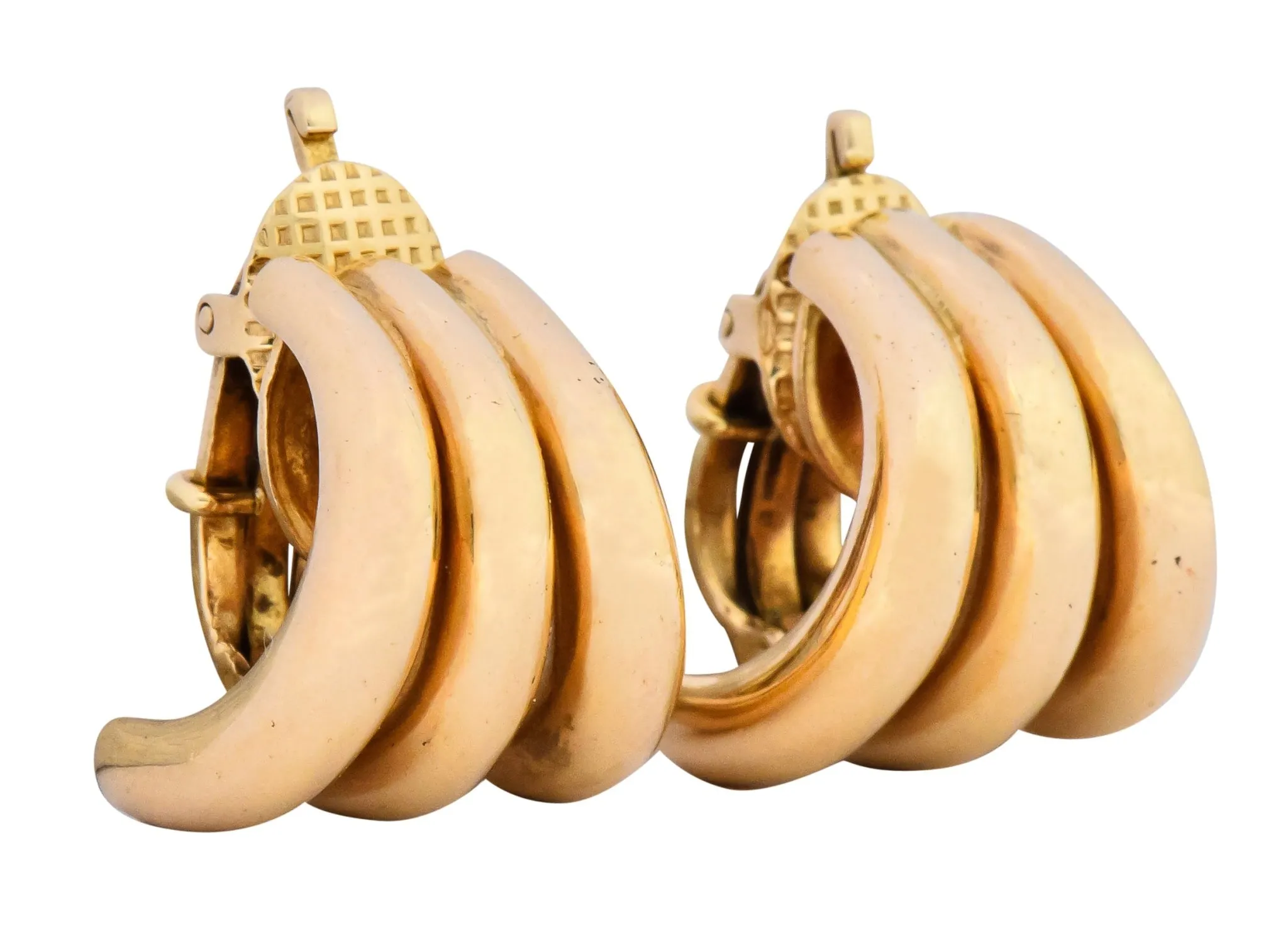 Tiffany & Co. Vintage 14 Karat Gold J Hoop Ear-Clip Earrings