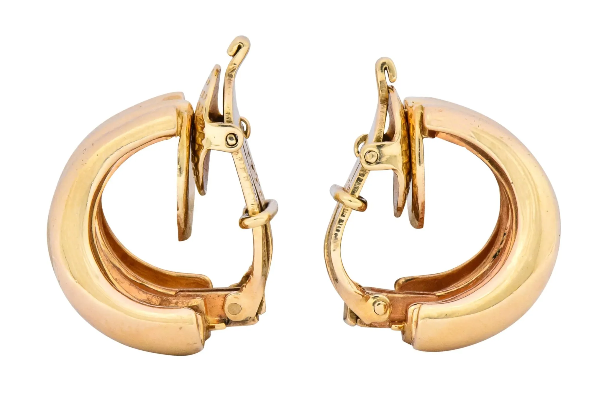 Tiffany & Co. Vintage 14 Karat Gold J Hoop Ear-Clip Earrings