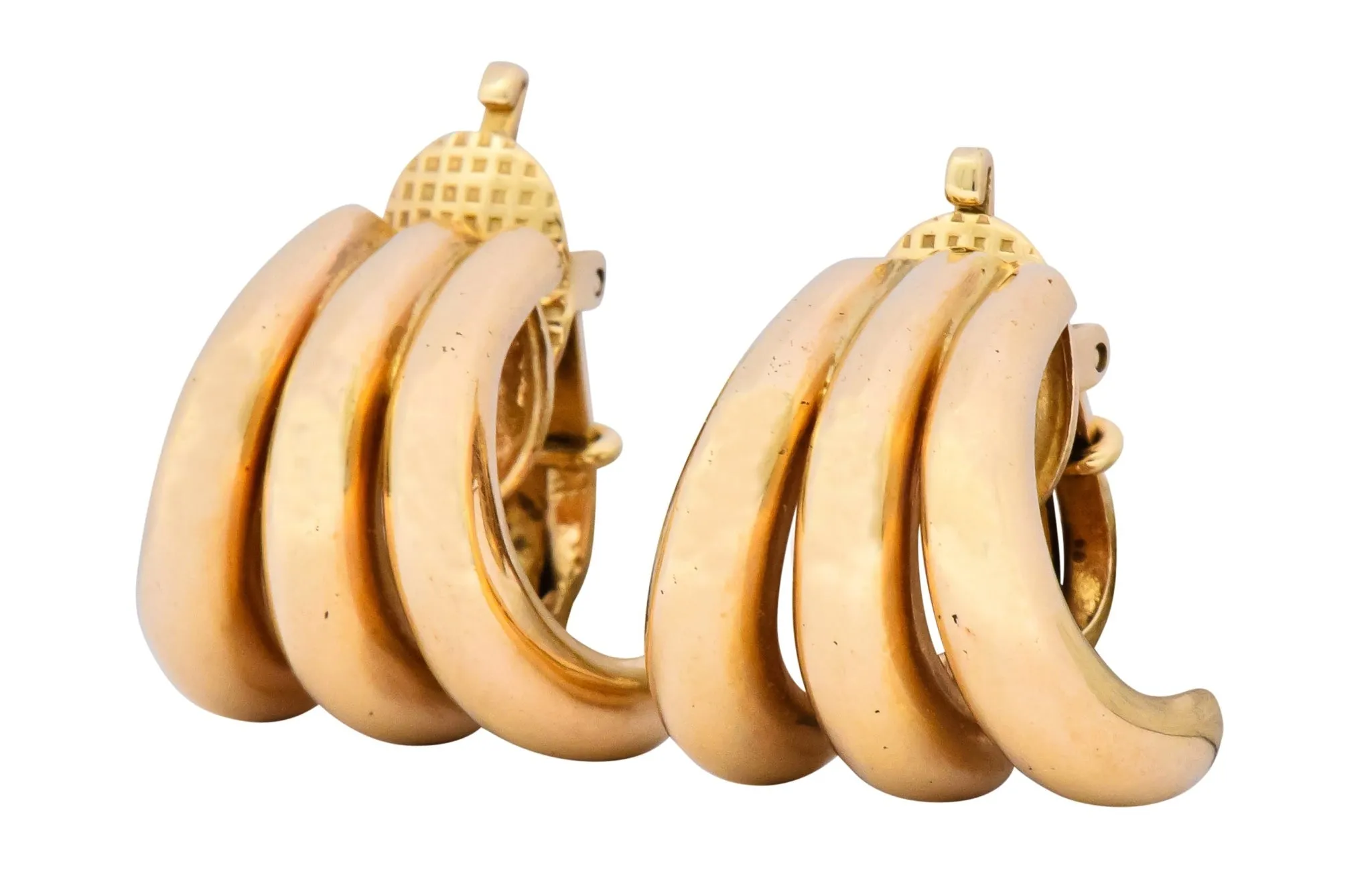 Tiffany & Co. Vintage 14 Karat Gold J Hoop Ear-Clip Earrings