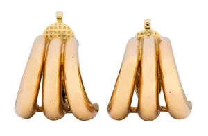 Tiffany & Co. Vintage 14 Karat Gold J Hoop Ear-Clip Earrings