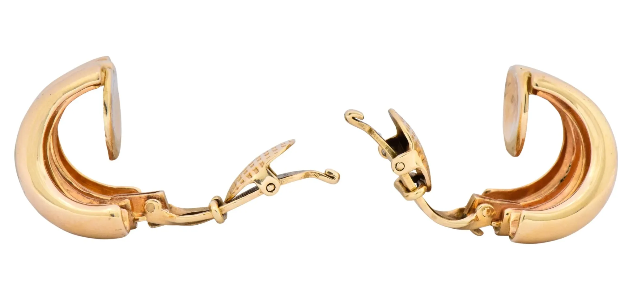 Tiffany & Co. Vintage 14 Karat Gold J Hoop Ear-Clip Earrings