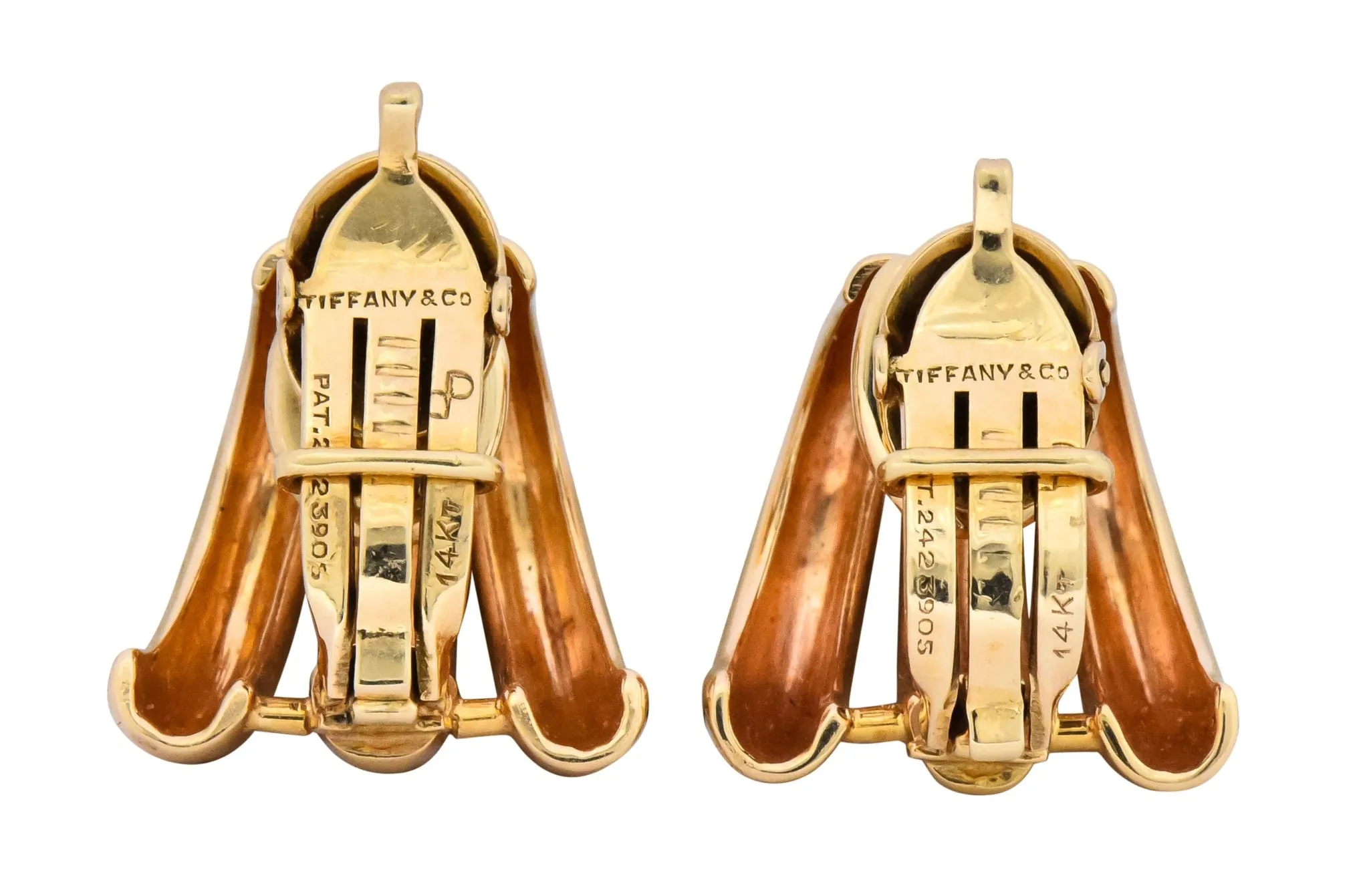 Tiffany & Co. Vintage 14 Karat Gold J Hoop Ear-Clip Earrings