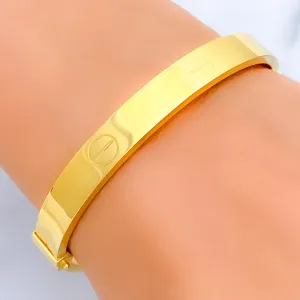 Timeless Dapper 22K Gold Thick Bangle Bracelet