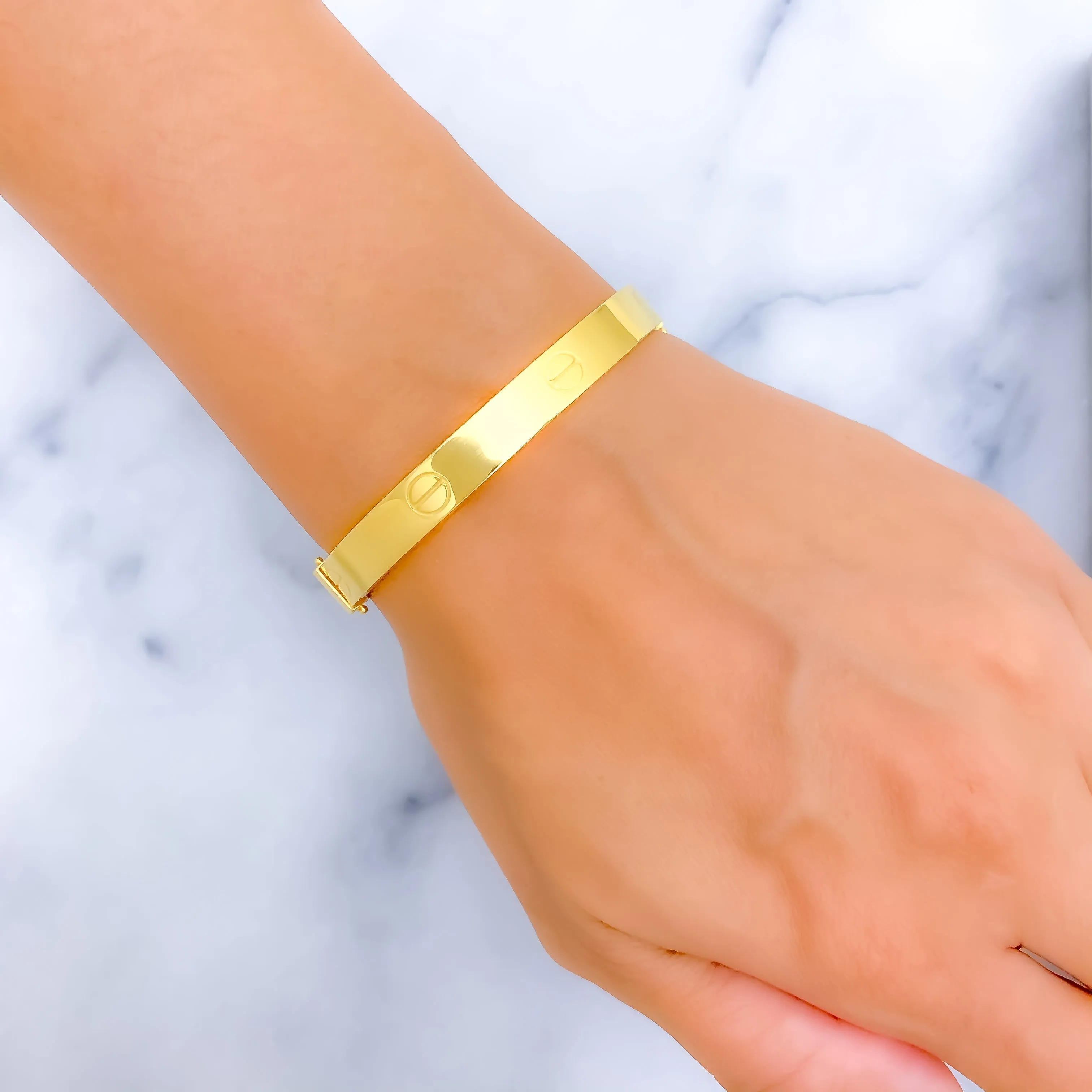 Timeless Dapper 22K Gold Thick Bangle Bracelet