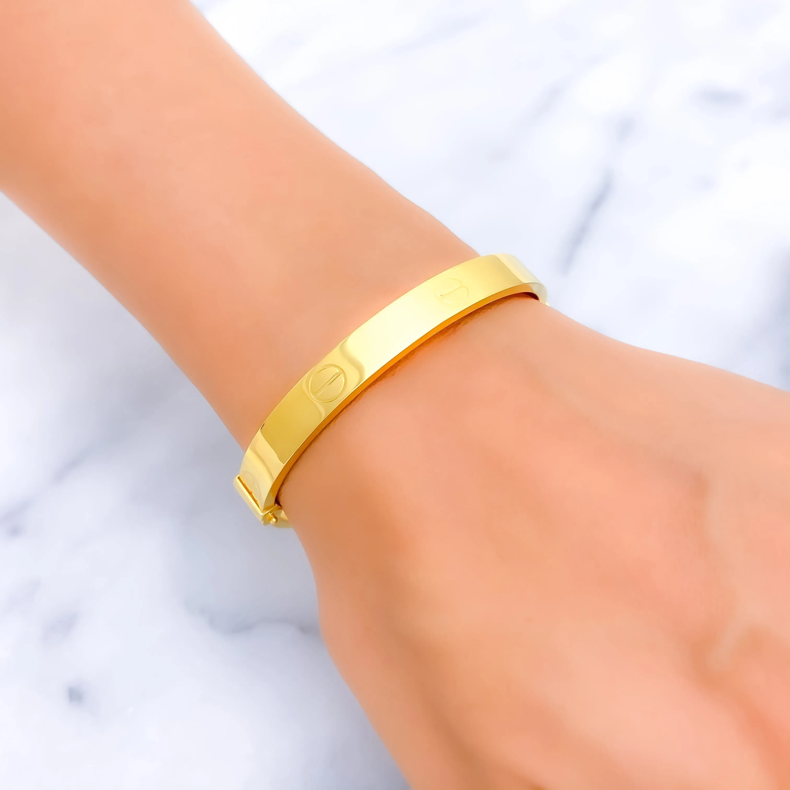 Timeless Dapper 22K Gold Thick Bangle Bracelet