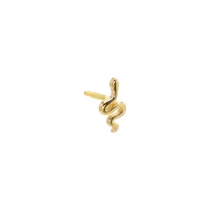 Tiny Solid Snake Stud Earring 14K