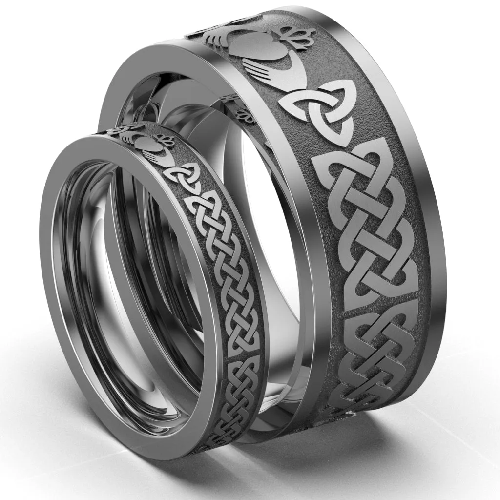 Titanium Claddagh Wedding Ring Set 1 - UCL1-10M4M-TITAN-FLAT