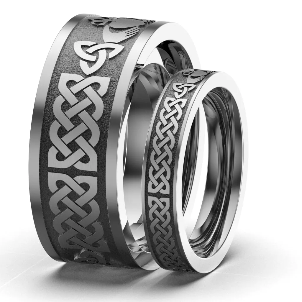 Titanium Claddagh Wedding Ring Set 1 - UCL1-10M4M-TITAN-FLAT