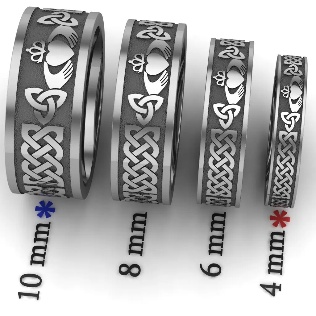 Titanium Claddagh Wedding Ring Set 1 - UCL1-10M4M-TITAN-FLAT