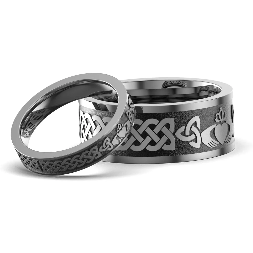 Titanium Claddagh Wedding Ring Set 1 - UCL1-10M4M-TITAN-FLAT