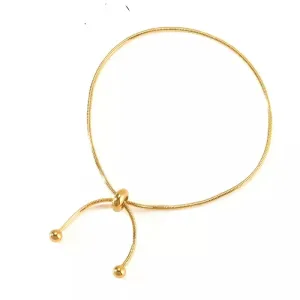 Titanium Steel Pull-out Adjustable Bracelet Gold Color Snake Chain Bangle for Women Girl Men Beads Jewelry