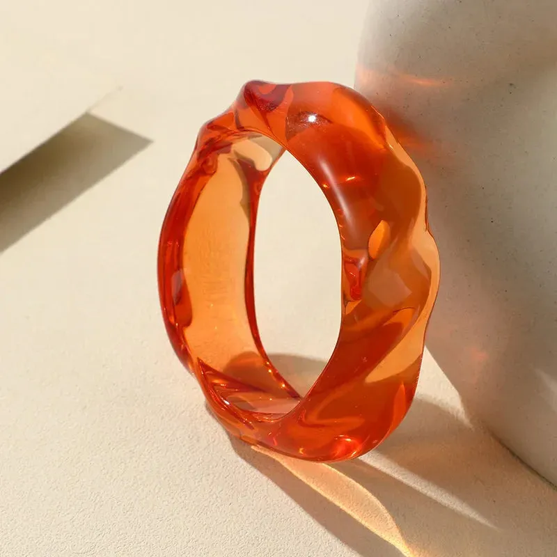 Transparent Resin Acrylic Bangles For Women Geometry Round Bangle Bracelets Charm Thick Simple Party Hand Jewelry