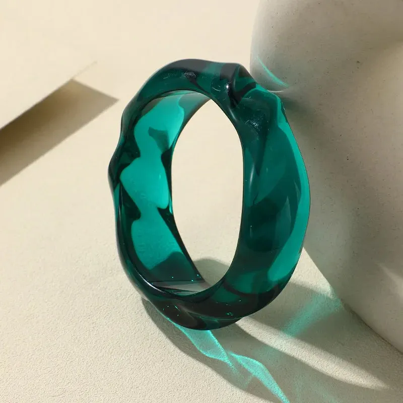 Transparent Resin Acrylic Bangles For Women Geometry Round Bangle Bracelets Charm Thick Simple Party Hand Jewelry