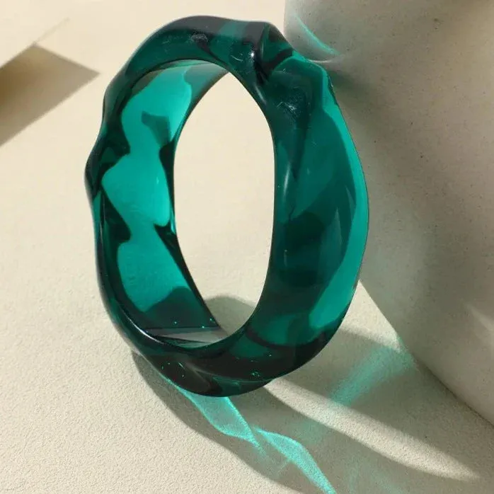 Transparent Resin Acrylic Bangles For Women Geometry Round Bangle Bracelets Charm Thick Simple Party Hand Jewelry