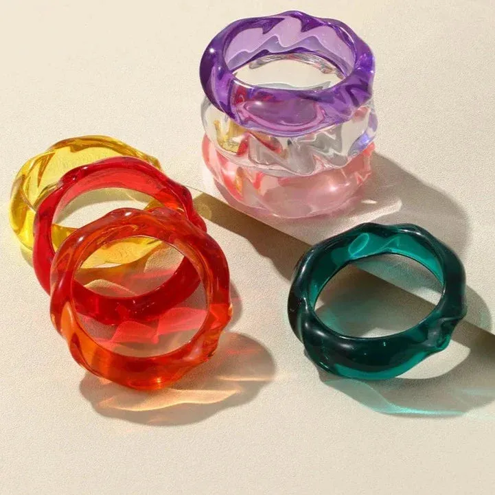Transparent Resin Acrylic Bangles For Women Geometry Round Bangle Bracelets Charm Thick Simple Party Hand Jewelry